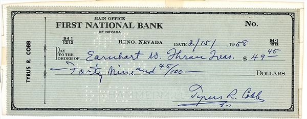 - Ty Cobb Signed Check