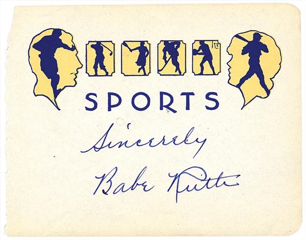 Babe Ruth - Babe Ruth Signed Sports Album Page