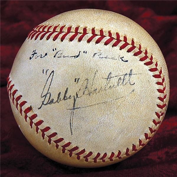 - 1940 Gabby Hartnett Signed Ball