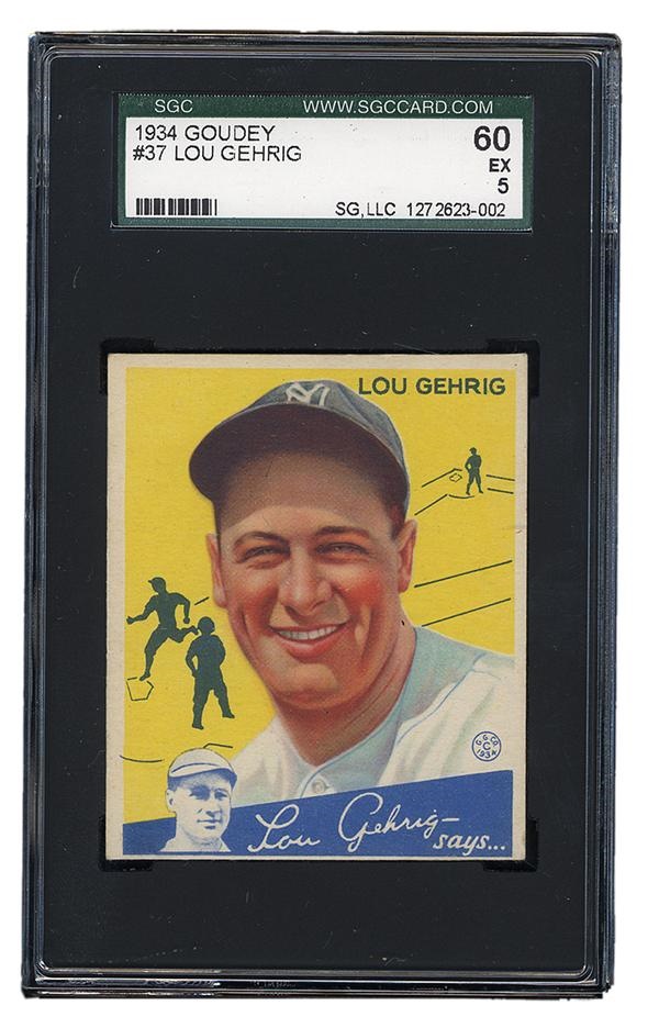 - 1934 Goudey Lou Gehrig Card (SGC 60)