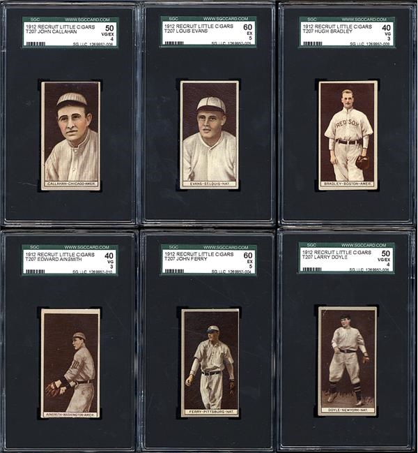 - 1912 T207 Recruit Baseball Cards (6)