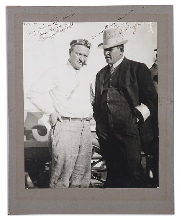 - 1911 James Jeffries and Barney Oldfield Signed Photo