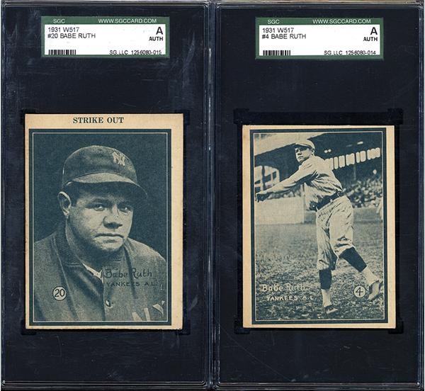 - 1931 W517 Babe Ruth "Portrait and Pitching" Cards (2-SGC Authentic)