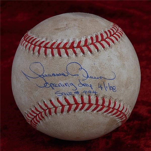 NY Yankees, Giants & Mets - 2008 Mariano Rivera Opening Day  Save #444 Signed and Inscribed Game Used Baseball