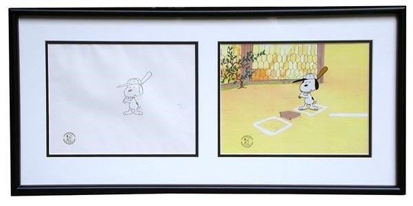 - Peanuts Baseball Original Animation Cel and Drawing