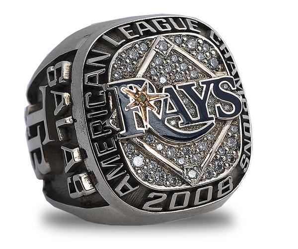 2008 Juan Salas Tampa Devil Rays American League Championship RIng with Box