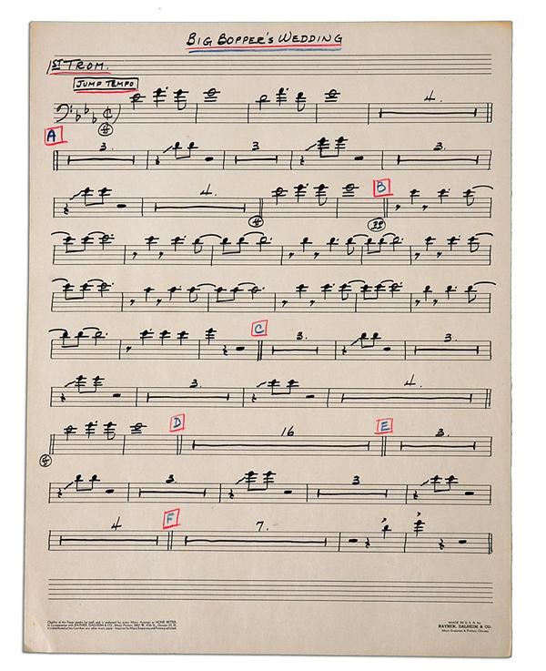 - Big Bopper Handwritten Music Score from "Big Bopper's Wedding"