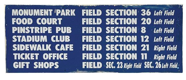 Stadium Artifacts - Old Yankee Stadium Section Sign