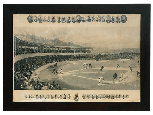 19th Century Baseball - 1894 Temple Cup Steel Engraved Print by Hy Sandham