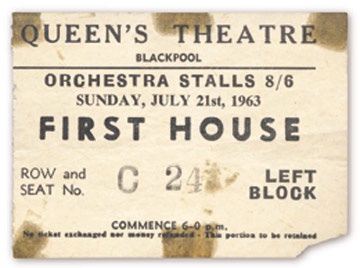The Beatles - July 21, 1963 Ticket