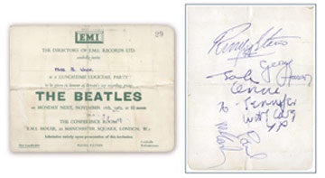 The Beatles - Signed November 18, 1963 Ticket