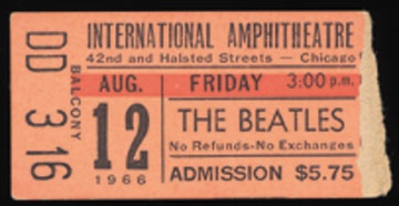 The Beatles - August 12, 1966 Ticket