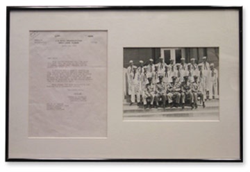 Ty Cobb and Detroit Tigers - 1942 Mickey Cochrane Signed Navy Display (14x22" framed)