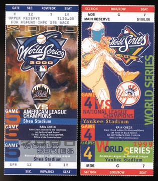 - 1999 & 2000 World Series Final Game Full Tickets