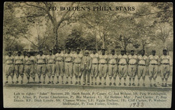 Baseball Memorabilia - 1933 Philadelphia Stars Postcard