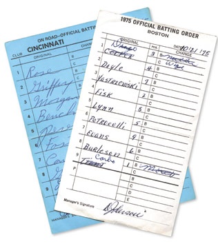Boston Sports - 1975 World Series Game Six Lineup Cards