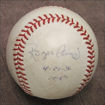 Boston Sports - 1986 Roger Clemens Twenty-Strikeout Game Used Baseball