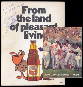Clemente and Pittsburgh Pirates - 1971 Roberto Clemente & Wife Signed World Series Program