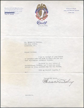 The Chicago Collection - Eddie Collins Chicago White Sox Release Letter from Charles Comiskey
