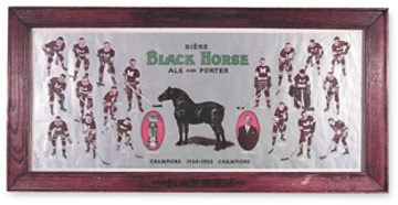 - 1934 Black Horse Ale Framed Advertising Display. (16x34")