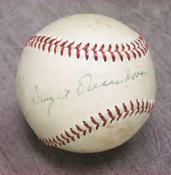 - 1954 President Dwight Eisenhower Single Signed Baseball From TV Game Show