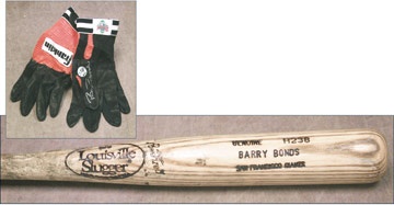 Giants - 1993-97 Barry Bonds Game Used Bat (34") & Batting Gloves