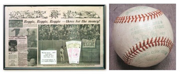 NY Yankees, Giants & Mets - 1977 Reggie Jackson's First Home Run Baseball from World Series Game Six