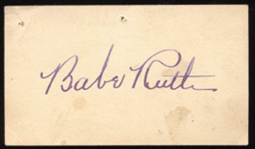 - 1940's Babe Ruth Signed Blank Business Card