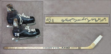 - 1960's First Black NHL'er Willie O'Ree Game Used Skates & Stick
