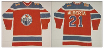 - 1972-73 Jim Benzelock WHA First Year Alberta Oilers Game Worn Jersey