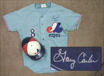 - 1974 Gary Carter Game Worn Rookie Jersey & Later Batting Helmet