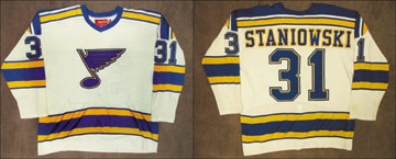 - 1979-81 Ed Staniowski St. Louis Blues Game Worn Jersey