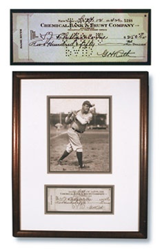 - 1942 Babe Ruth Signed Check (17x21" framed)