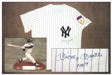 Mickey Mantle Signed Salvino Statue & Jersey