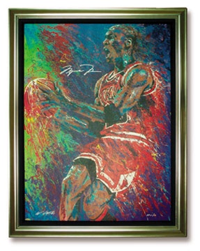 Basketball - Michael Jordan Signed Artist's Proof Print on Canvas by Lopa  (31x40" framed)