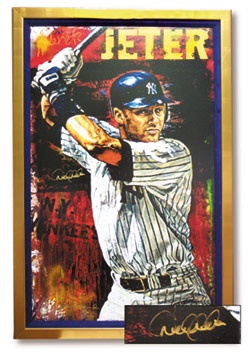 - Derek Jeter Signed Limited Edition Print on Canvas by Holland (30x46" framed)