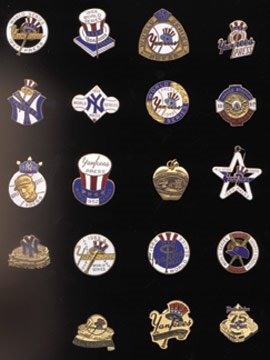 NY Yankees, Giants & Mets - 1930's-90's New York Yankees World Series Press Pin Collection (19)