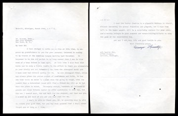 Ed Barrow - 1943 George Moriarty Signed Letter