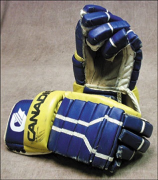 - 1980's Gilbert Perreault Game Worn Buffalo Sabres Gloves