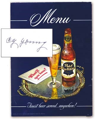 Cy Young - Cy Young Signed Menu