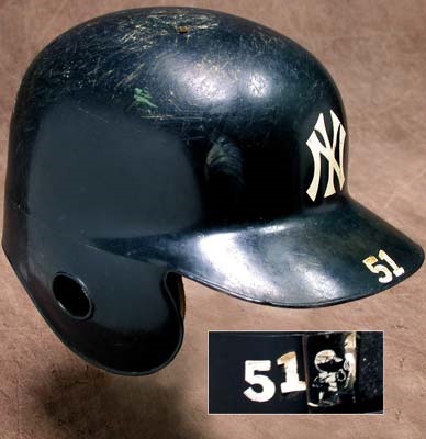 NY Yankees, Giants & Mets - 1991 Bernie Williams Game Worn Rookie Batting Helmet