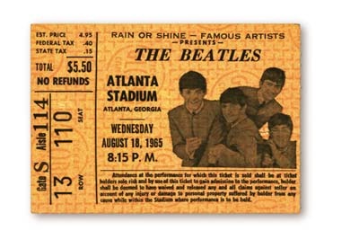 The Beatles - August 18, 1965 Ticket