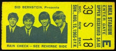 The Beatles - August 15, 1965 Ticket