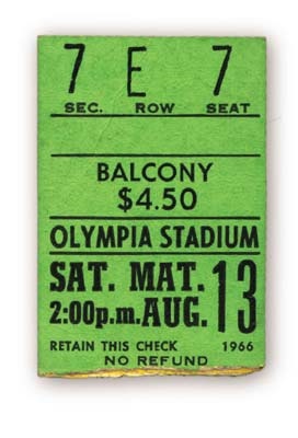 The Beatles - August 13, 1966 Ticket