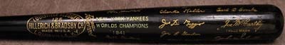 1941 New York Yankees World Championship Black Bat (35")