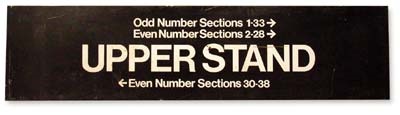 NY Yankees, Giants & Mets - 1950s Yankee Stadium Upper Stand Sign