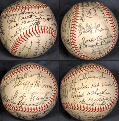 Autographed Baseballs - 1939 Fenway Park Old Timers' Game Signed Baseball