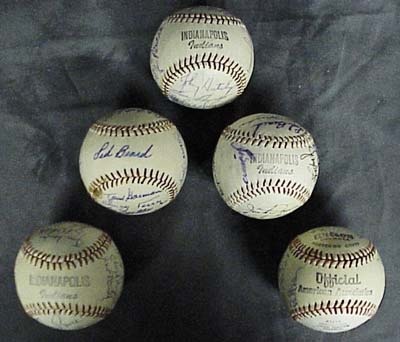 Autographed Baseballs - 1956-60 Indianapolis Indians Team Signed Baseballs (One with Maris)