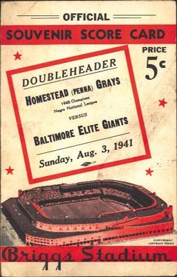 Baseball Memorabilia - 1941 Grays vs. Giants Negro League Program