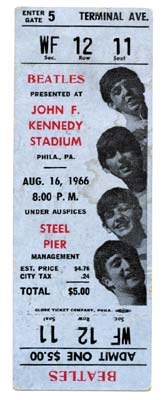 The Beatles - August 16, 1966 Ticket